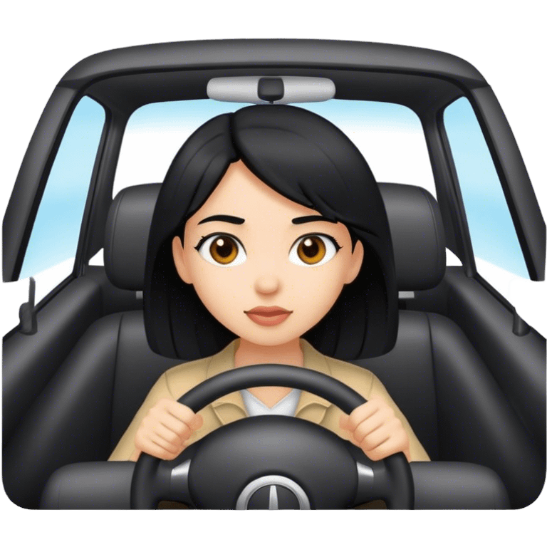 black haired girl driving a car emoji