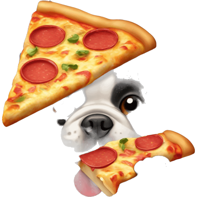 French Bulldog eating pizza emoji