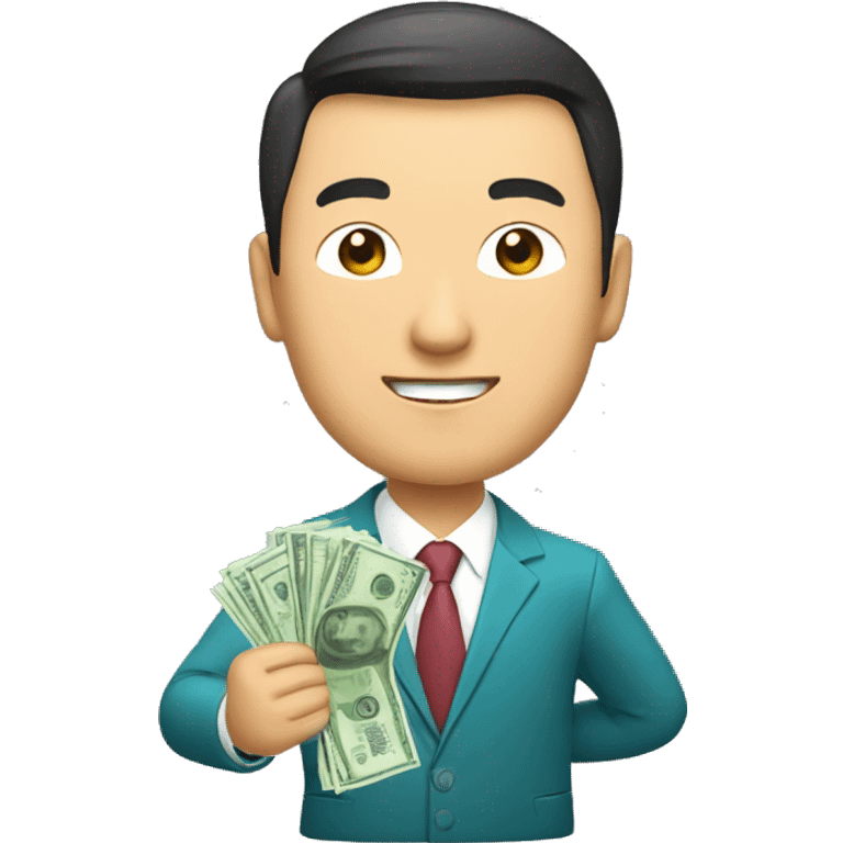 kazakh businessman with money in hands emoji