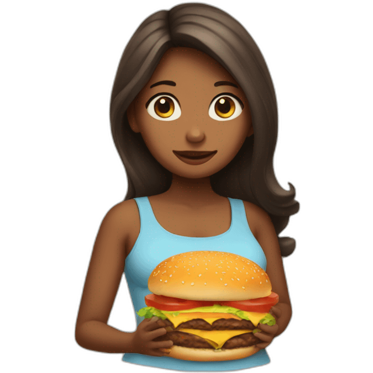 Girl pregnant with a burger emoji