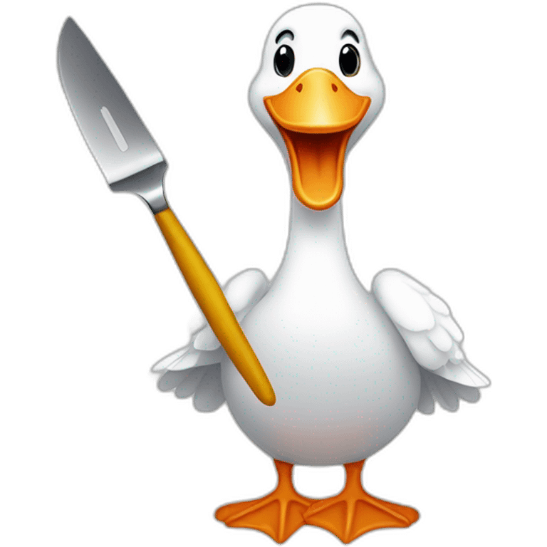 white goose holding butterknife emoji