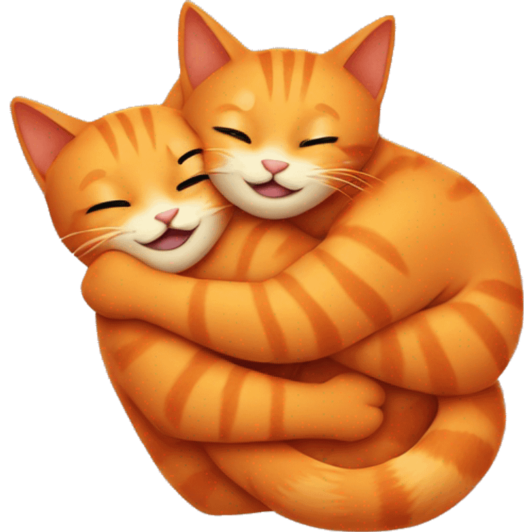 Two orange cats hug  emoji