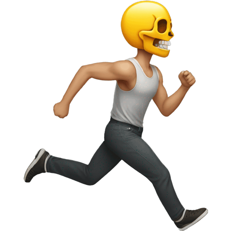 Man run away from skull emoji