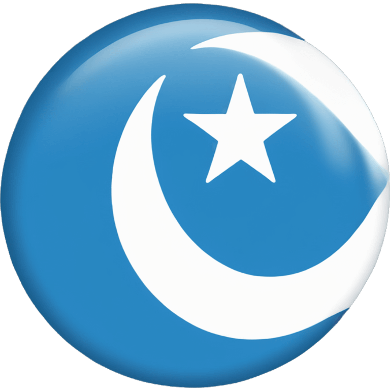 Uyghur flag, blu background, white star and wite crescent emoji