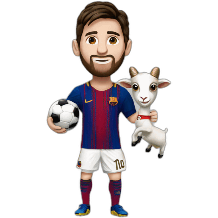 Lionel Messi with a ballon d’or on his hands and a goat emoji