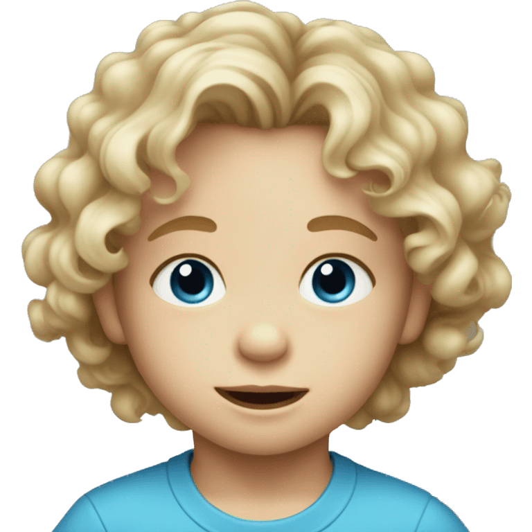 Toddler boy with wavy hair blue eyes emoji