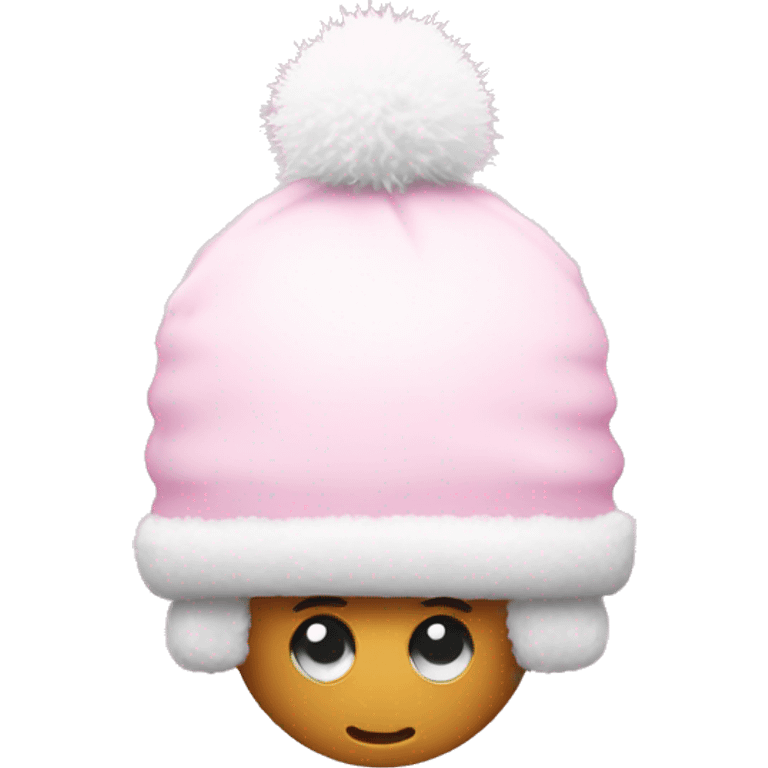 Pink snow cap with a white fuzzy ball at top emoji