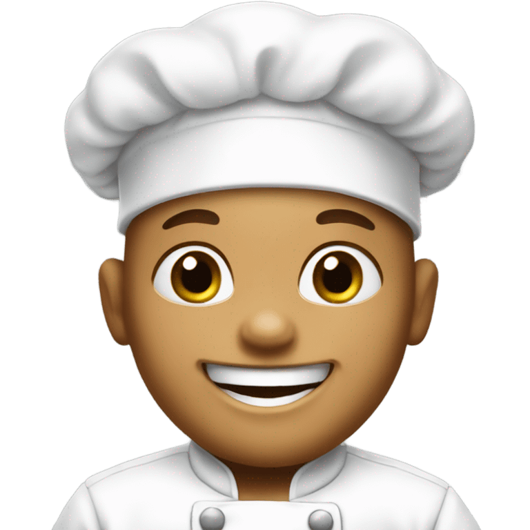 a white baby chef with big smile emoji