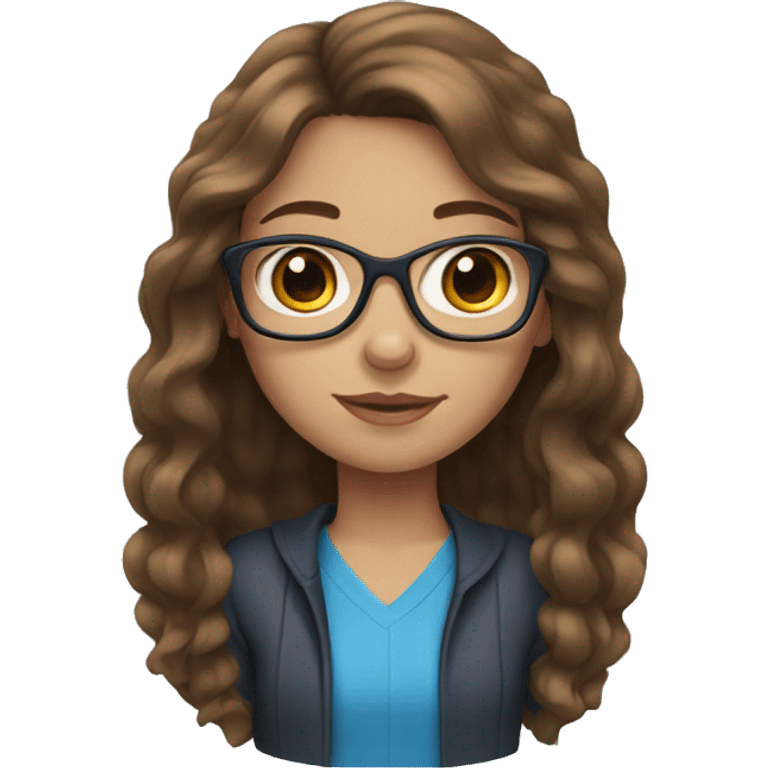 girl with blue eyes, glasses and medium brown hair emoji