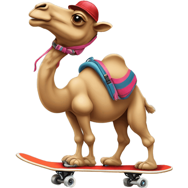 Camel on a skateboard wearing rollerblades  emoji