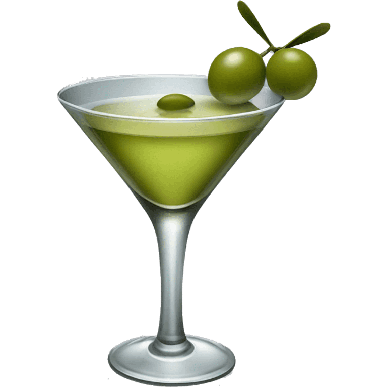 Martini with olives and a thin black bow around glass stem emoji