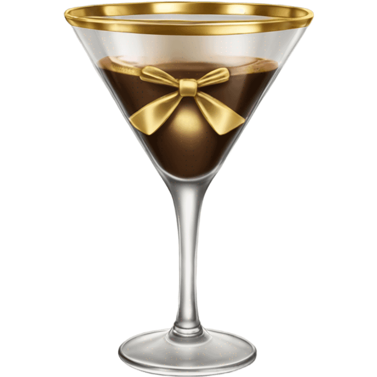 gold rimmed espresso martini glass with gold bow emoji