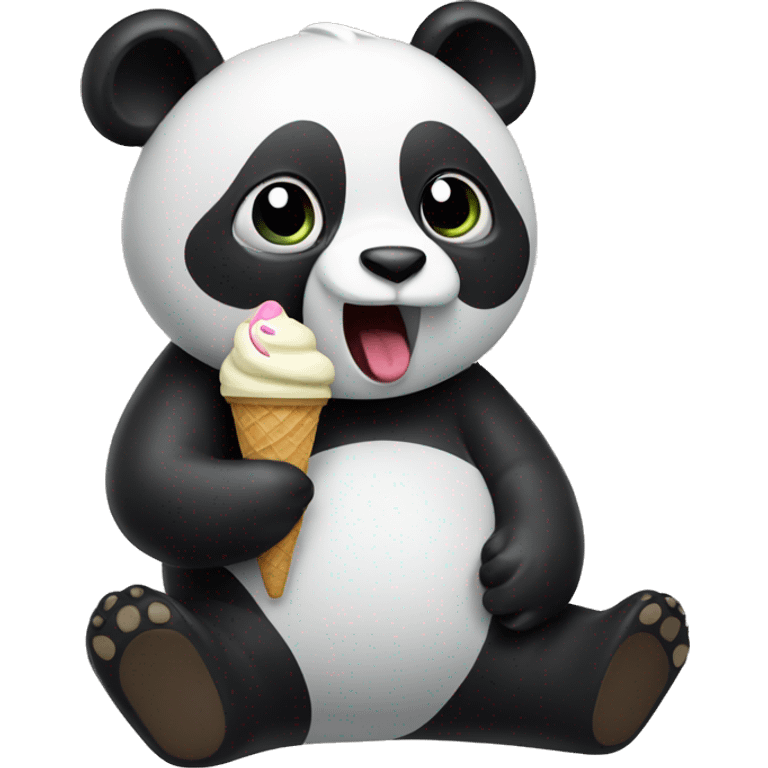 Panda eating ice cream emoji