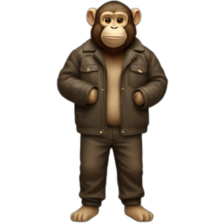 3 old fat happy monkeys full body jacket open emoji