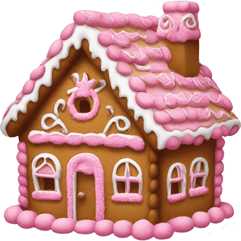 Gingerbread house pink emoji