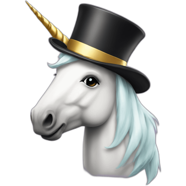 Unicorn wearing a top hat emoji