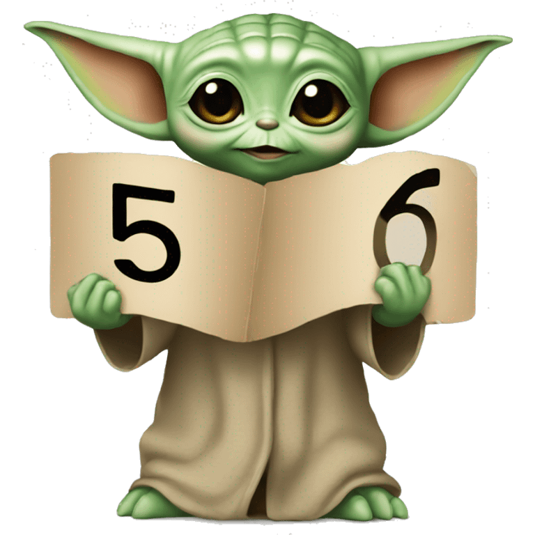 Baby Yoda holding a number 5 sign. emoji