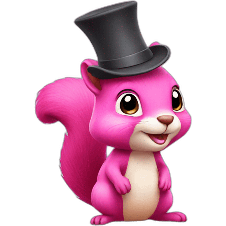 Pink squirrel with a hat emoji