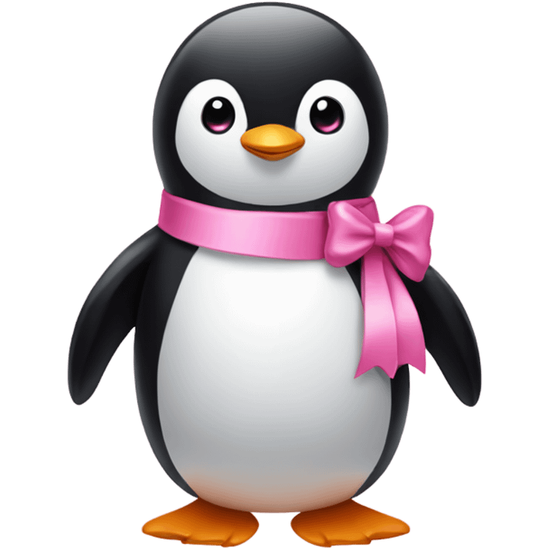 Penguin with pink bow emoji