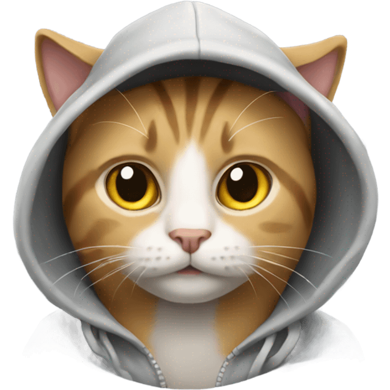 Cat wearing a hoodie and a baseball cap emoji