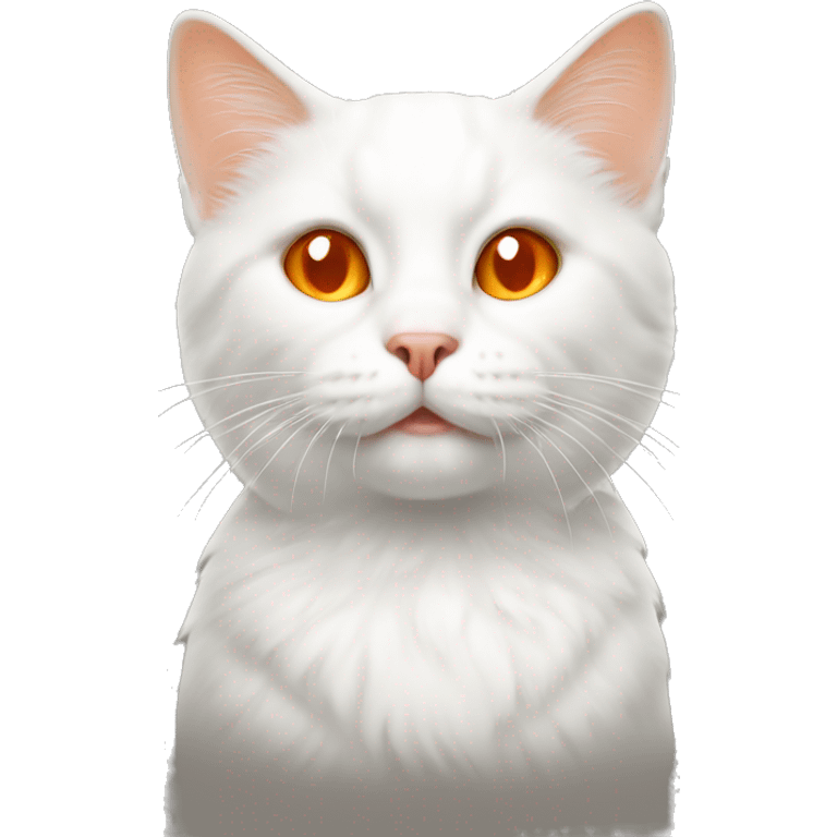 White cat with orange emoji