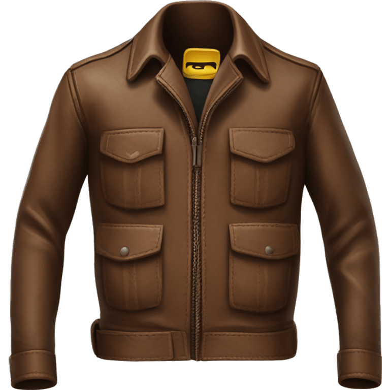 Create an emoji of an Indiana Jones-style brown leather jacket, with realistic details like pockets and straps. emoji