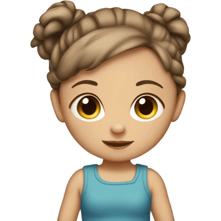 BROWN HAIR WHITE BABY GIRL WITH PONYTAILS emoji