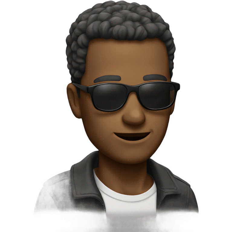 mann without hairs and with sunglass emoji