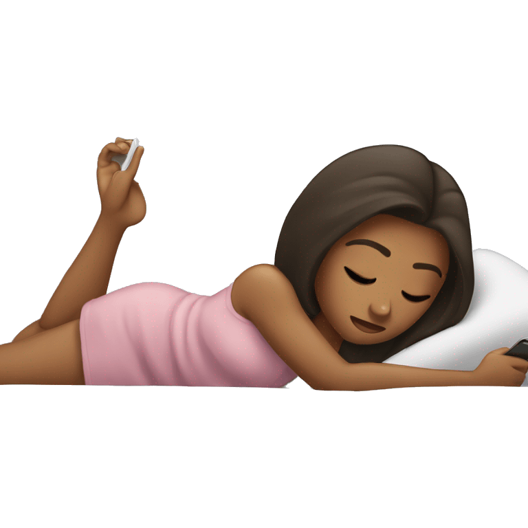 A girl laying in bed with her phone in her hand emoji