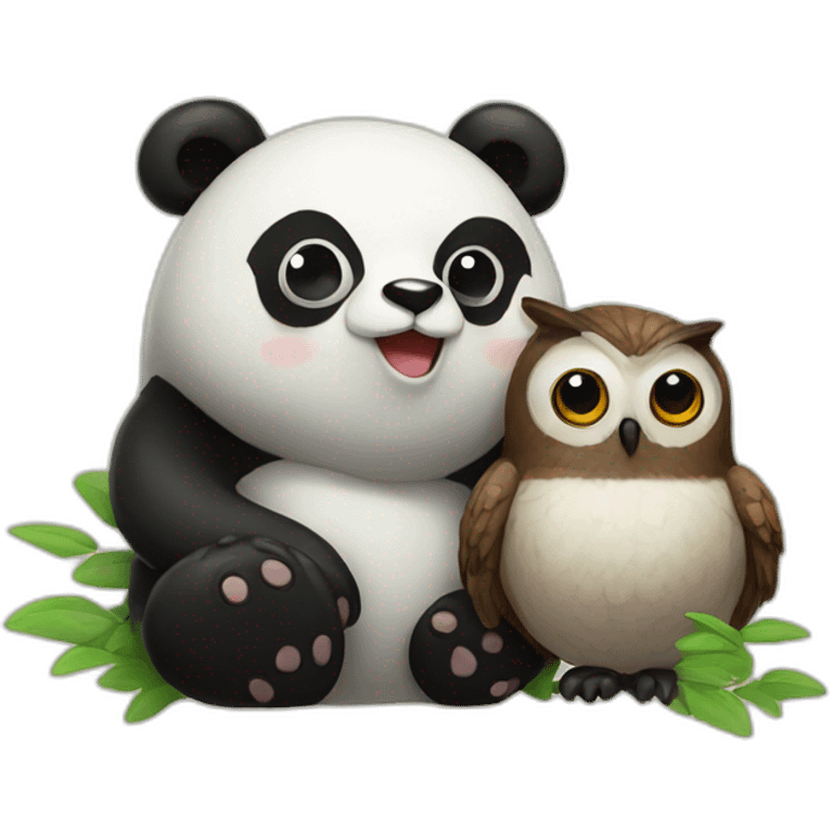 Panda and owl couple emoji