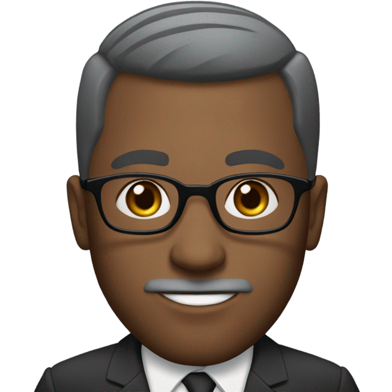 Dwayne hunter  with small round face and suit and glasses and buzz cut and small black eyes and small gray beard and small black eyes and wrinkled forehead emoji