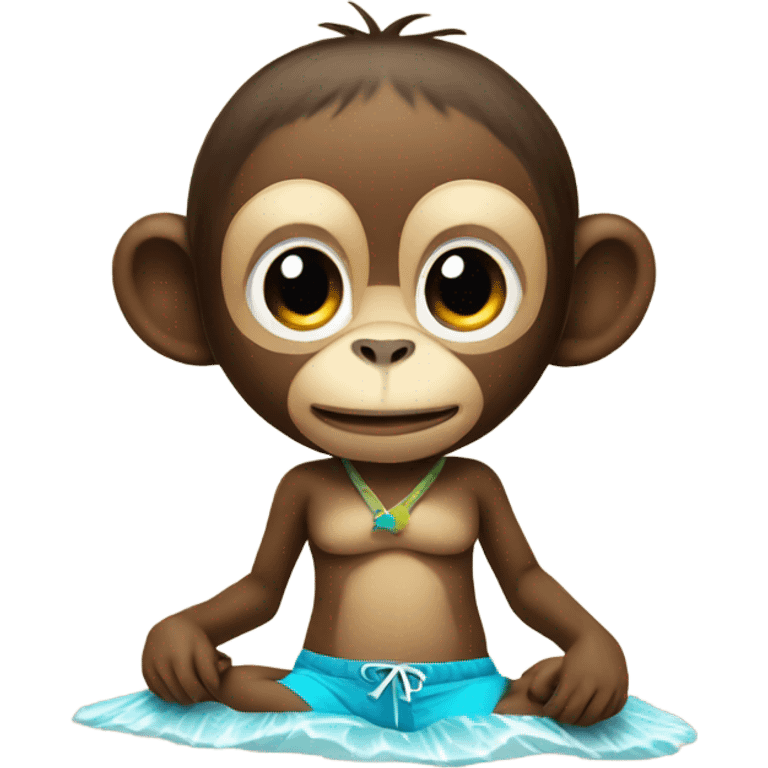 Monkey wearing a bikini on beach emoji