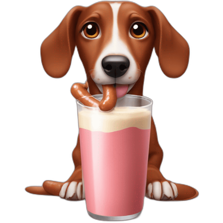 Sausage Dog drinking chocolate milk emoji