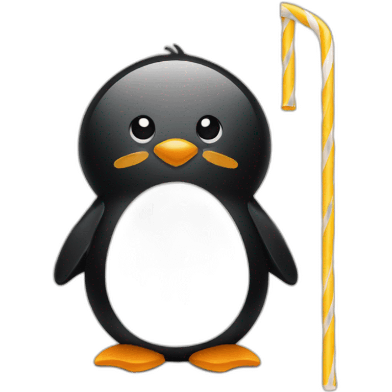 Penguin with a straw in its mouth emoji