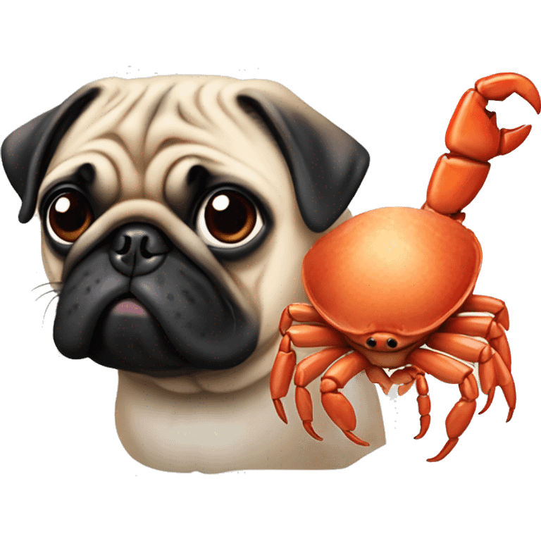 Pug with crab legs and chicken body pug head emoji