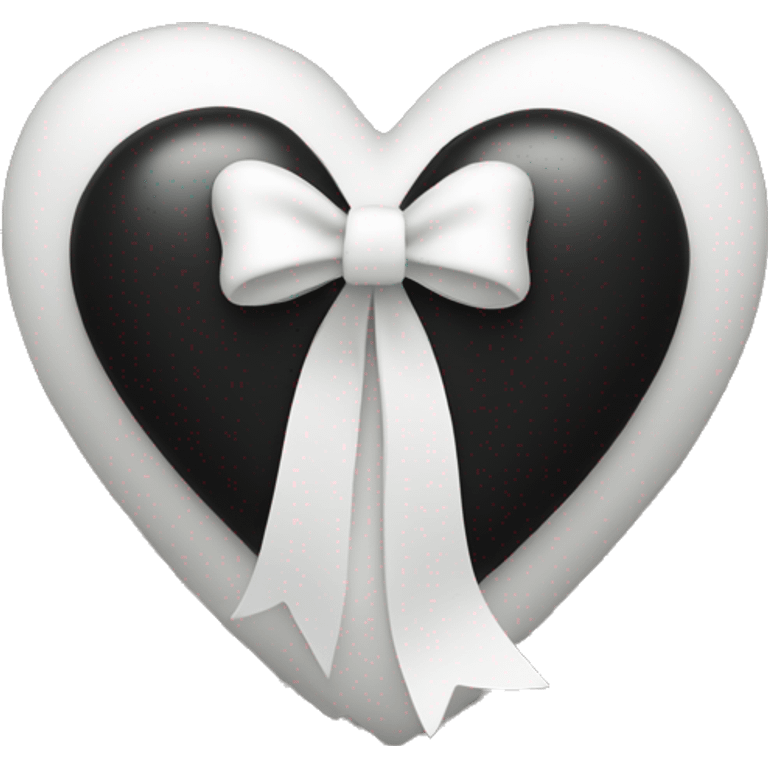 Black heart with white bow on it emoji