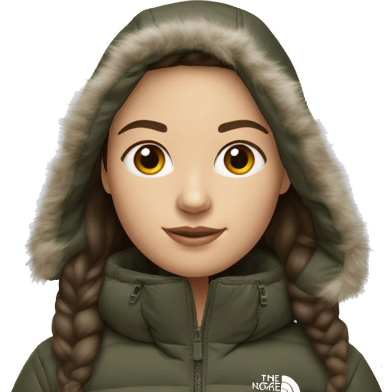 White  brunette Girl wearing northface parka emoji