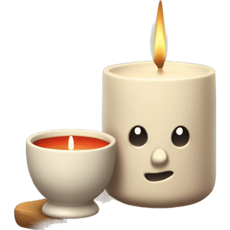 Fragrance candle with woody color and ceramic cup.  (design texture feeling) emoji