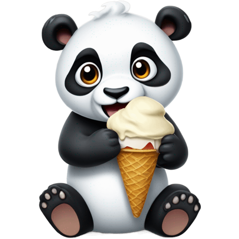 Panda eating ice cream emoji