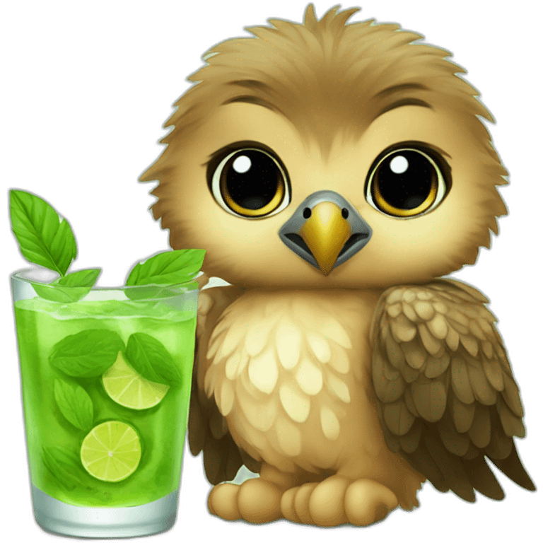 baby hawk drinks mojito emoji