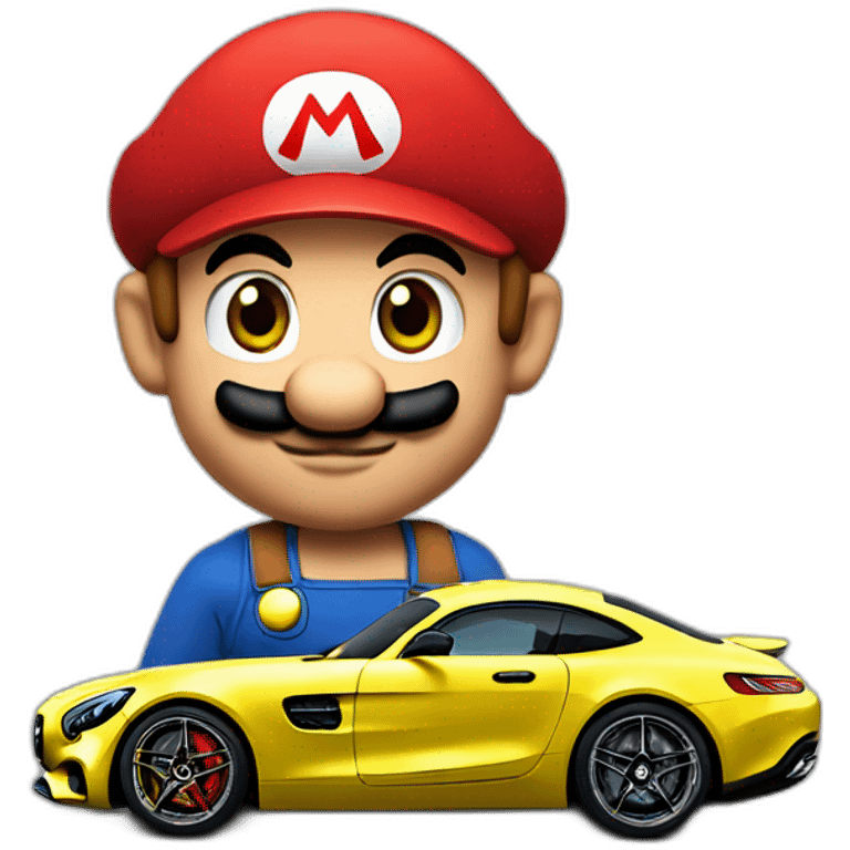 Mario on Mercedes AMG GT emoji