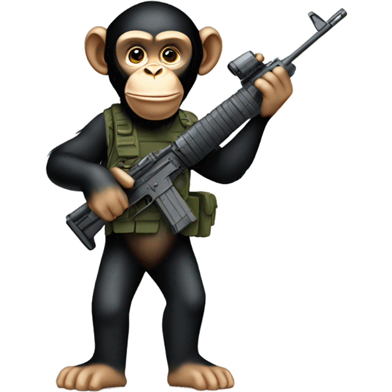 Chimpanzee with Airsoft rifle emoji