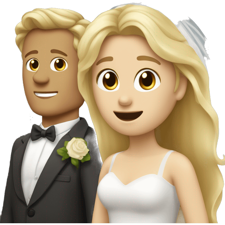 Blonde Frau lange Haare und Mann mit Anzug braune Haare und Bart heiraten emoji