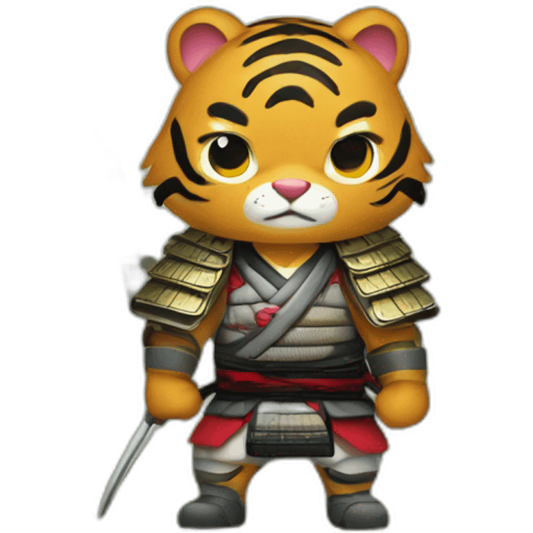 A samurai tiger in a forest in Japan  emoji