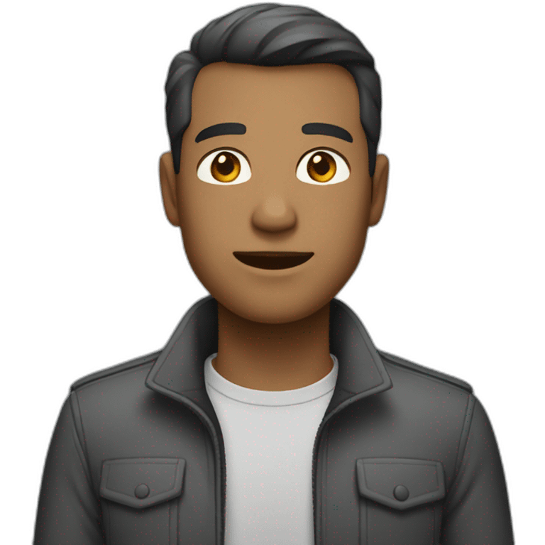 a man in a black shirt and a gray jacket emoji