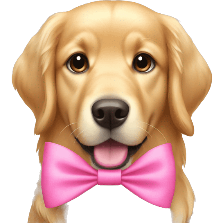 Golden retriever with pink bow  emoji