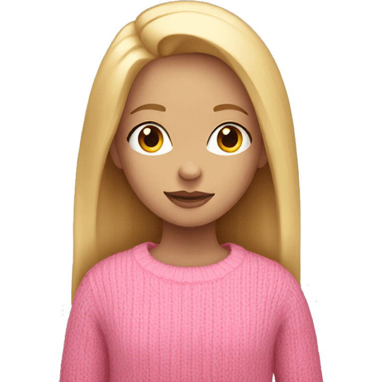 Girl with blonde hair straight down with a pink jumper on  emoji