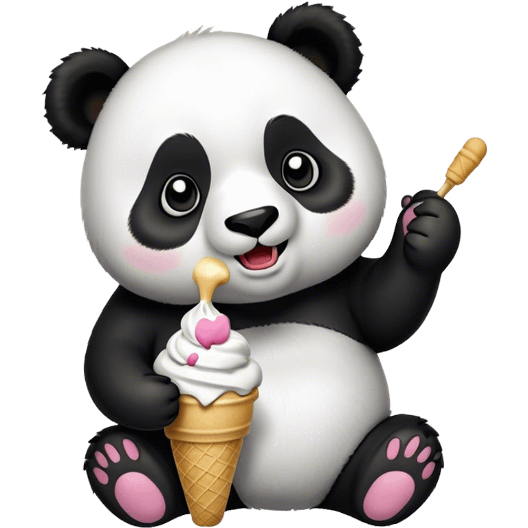 Panda eating ice cream emoji