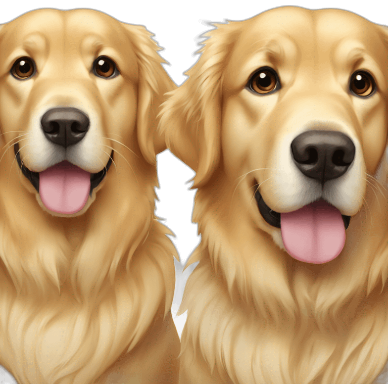 two golden retrievers one of which is not golden but white emoji