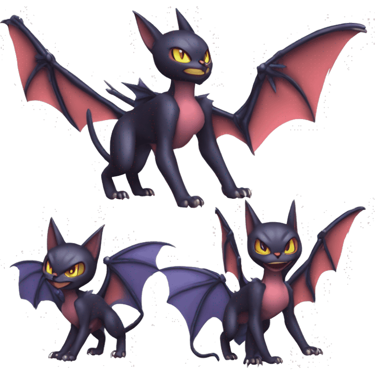 Cool Bat-Cat-Noivern-Noibat-Litten-Pokémon-Fakémon-hybrid Full Body emoji